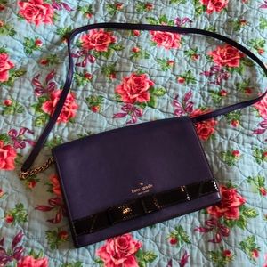 Blue Kate Spade Leather Bag with Black Bow